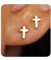 TELAIN Goldene Ohrringe für Damen - 14K Gold Kreuz Stecker, dezente minimalistische kleine Ohrringe, Schmuckgeschenk