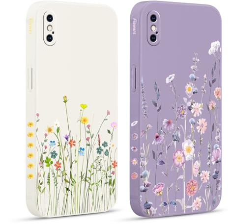 Pnakqil 2 Stück Handyhülle für iPhone XS Max 6,5 Hülle, Blumen Aesthetic Floral Muster Bunt Design Motiv Case Silikon Weiche für Mädchen TPU Dünn Stoßfeste Kameratasche Schutzhülle