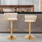 WOLMICS Barhocker 2er Set, Samtbezug, Höhenverstellbar 20 cm, 360° Drehbar, Küchenstühle mit Rückenlehne und Fußstütze, Metall, 2 x Hocker, Creme