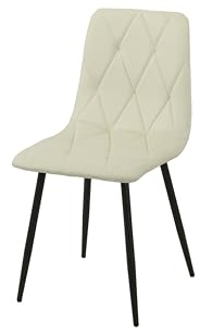 SILLA TAPIZADA BLANCO ROTO PATAS METAL