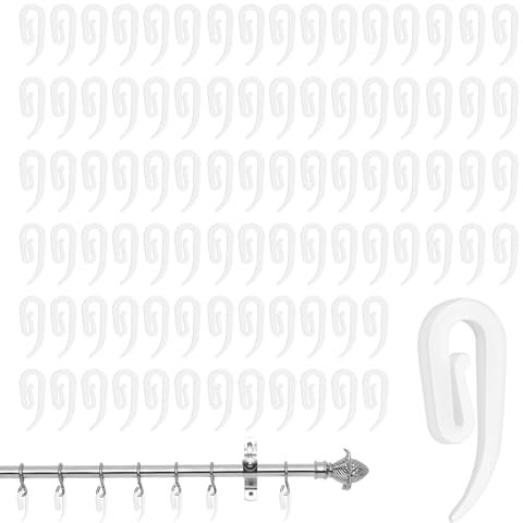 100 Pezzi Ganci per Tende,Ganci Tende in Plastica,Gancetti Tende per Porta Rinforzato,Gancetti Tende Rinforzato,Gancio Tenda Rinforzato,per Tende,Tende per Porte,Tende per Doccia,per Finestra