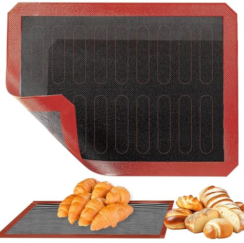 Silikon Backmatte Klein 40 x 30 cm, Backzubehör Antihafte Backunterlage, Antihafte Rutschfeste Backunterlage Teigmatte für Teig, Fondant, Makronen, Kekse, Pizza