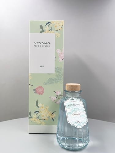 DIUFJAG 180ml - Cedar Zedernholz Raumduft Duftstäbchen Mit 8 stäbchen,Home Duft Reed Diffuser Lufterfrischer für Schlafzimmer Büro Badezimmer Regal Dekor