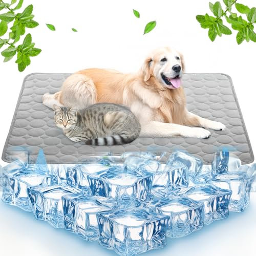 Mulomir Kühlmatte für Hunde Katzen, Haustier Waschbar Kühldecke, Sommer Selbstkühlende Hundematte für Drinnen, Draußen und Auto (Grau, 70x55cm)