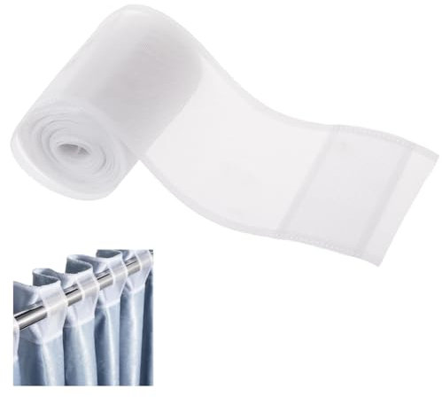 nbeads 5m Gardinenband Schlaufenband, 10cm Wave Transparentes Gardinenband Kräuselband Weißes Nylon-Nähklebeband Universalband für Gardinenzubehör