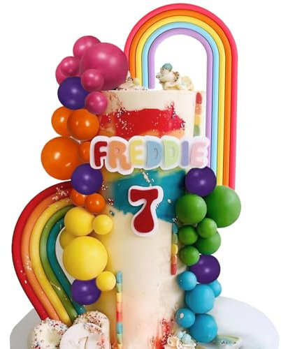Pastel Rainbow Cake Topper Rainbow Cake Toppers Colorful Balls Cake Decorations for Wedding Baby Shower Birthday Party Supplies