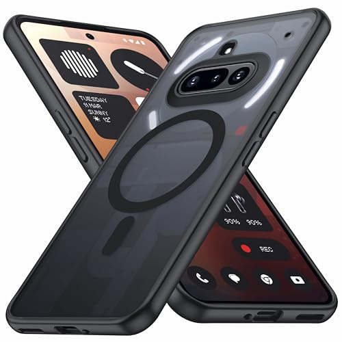 FNDMIL [NO.1 Magnetisch für Nothing Phone 3a Hülle mit MagSafe | [Translucent Matt] [Militär Stoßfest] [Anti-Fingerabdruck] Hardcase mit Silikon Handyhülle für Nothing Phone 3a Case,Schwarz