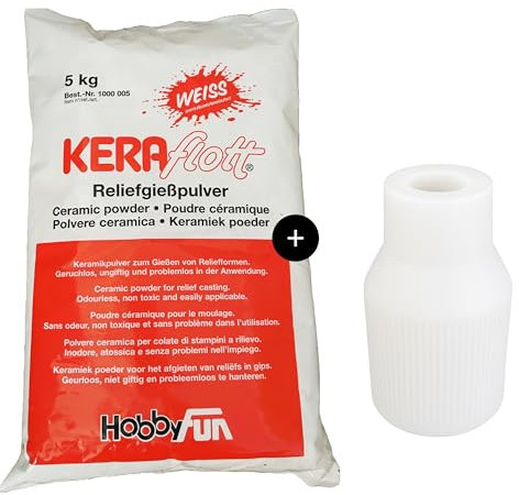 KERAflott 5kg Reliefgießpulver mit Silikonform der Marke HobbyFun (Silikonform Vase II)