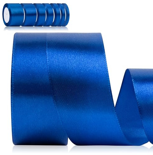 Foshird Schleifenband Blau 40mm x 22m Geschenkband Breit Schleifenband DunkelBlau Polyester Bänder zum Basteln Dekoband für Geschenkverpackung Geburtstag DIY