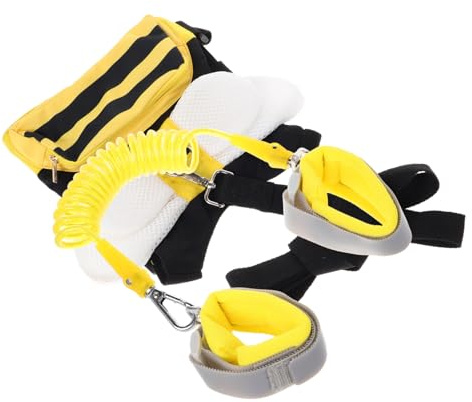 Junge Mädchen Rucksack mit Leine, Sicherheitsgurt und Polsterung für Reisen | Polyesterfaser, Gelb mit Verspieltem Design, für 1-3, Ausflüge und Flughäfen