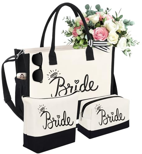 HOMIEE Bride Canvas Tote Bags Set, Brides Tote Bags Wedding Gifts for Bride to Be, Future Mrs, Engagement, Bridal Shower