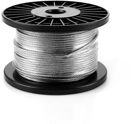 LDXDRU 3 mm Wire Rope Stainless Steel 50 m Stainless Steel Rope 7 x 7, 304 Stainless Steel Rope Steel Wire Cable Cable Steel Cable for Curtain Rope, Cable Railing, Outdoor Garden Hanging