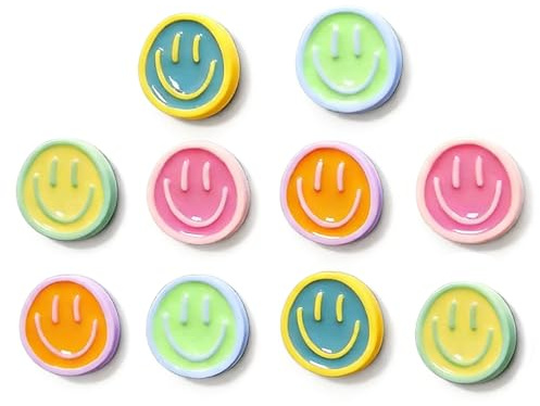 10 Pcs Fridge Magnets,Smiley Faces Fridge Magnets,Cute Refrigerator Magnet,Small Decorative Magnet Set,for School Kitchen Office Crafts Locker Notice Board and Magnetic Board Display