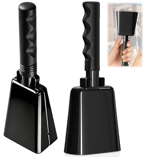 2 Stück Kuhglocke Große aus Stahl, 23 cm Laute Handglocke Jubelglocke für Fußballspiel Sportveranstaltungen Farm Musikinstrument & Partys, Laute Glocke Perfekter Lärmmacher