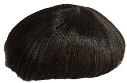 AIRAO Alle Pu Toupee Toupet Haarteil Ersatz Männer Perücken Gebleichte Knoten Unsichtbar Natürlich Aussehende - Indische Menschliche Haar #1B(Aus Schwarz)