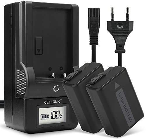 CELLONIC, Akku für Kamera, kompatibel mit Sony NP-FW50, ILCE-7M2 (Alpha 7 II / α7 II) (7.4V, 1030mAh) 2 Stück + Ladegerät