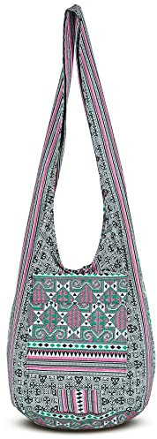 Your Cozy Boho Umhängetasche Damen – Handgefertigte leichte Baumwolltasche mit Reißverschluss, ideal für Reisen und Alltag