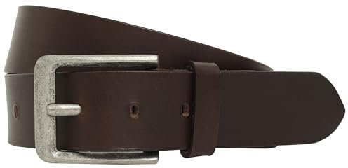 Gusti Gürtel Leder - Kara schlichter Ledergürtel mit silberner Schnalle Anzug Gürtel Herren 90 cm Braun Leder