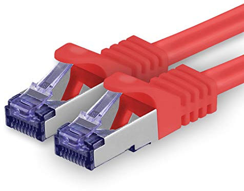 1aTTack.de Câble Réseau CAT7 CAT 7 10 Gigabit - 1x 15m - RJ45 Ethernet LAN DSL Routeur Modem - Rouge