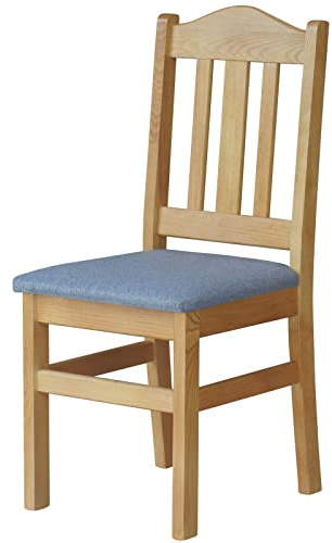 k koma Polsterstuhl Massivkiefer, Erlefarben/Hellgrau | Wird fertig montiert geliefert. Von Hand gefertigt. Für Küche und Esszimmer. Sitzhöhe: 45 cm.
