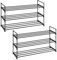 SONGMICS Zapatero de 3 Niveles, Juego de 2, Estantería de Zapatos, de Metal, para 12 a 15 Pares de Zapatos, Estante Apilable, para Pasillo, Salón, Dormitorio, 30 x 92 x 54 cm, Negro LSA06BK