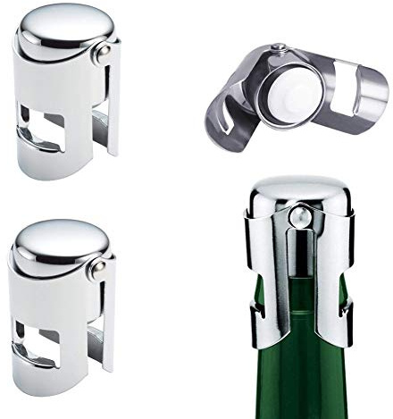 YFOX 3 tapas para botellas de champán y vino espumoso, de acero inoxidable, 3,5 x 3,5 x 5,5 cm
