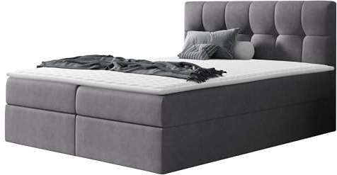 Mirjan24 Boxspringbett Cleofas, Amerikanisches Continentalbett mit 2 Bettkästen, Doppelbett mit Lattenrost und Matratze, Polsterbett, Bett mit Kopfteil, Bettgestell (Rico 23, 180 x 200 cm)