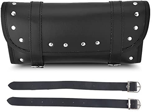 EVGATSAUTO Motorrad Werkzeugtasche Gabel PU Leder Schwarz