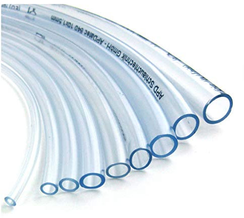 PVC Schlauch Aquariumschlauch Wasserschlauch klar transparent Lebensmittelkonform Meterware Größen 2-31mm (Innen-Ø 4 mm, Außen-Ø 6 mm, 2,0 bar, 2 m)