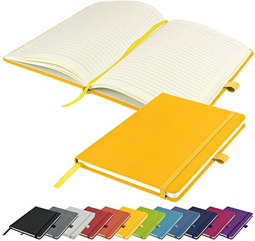 A5-Notizbuch neu liniert Hardcover Notizblock Notizen Tagebuch (Gelb)