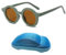 Kids Sunglasses UV400 Protection Cute Round Glasses for Toddler Boys Girls Age 2-7 (Light green frame&Tea)