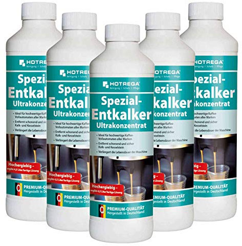 HOTREGA Spezial-Entkalker Ultrakonzentrat - Kaffeemaschine entkalken Entkalker für Kaffeevollautomaten (5x 0,5 Liter)