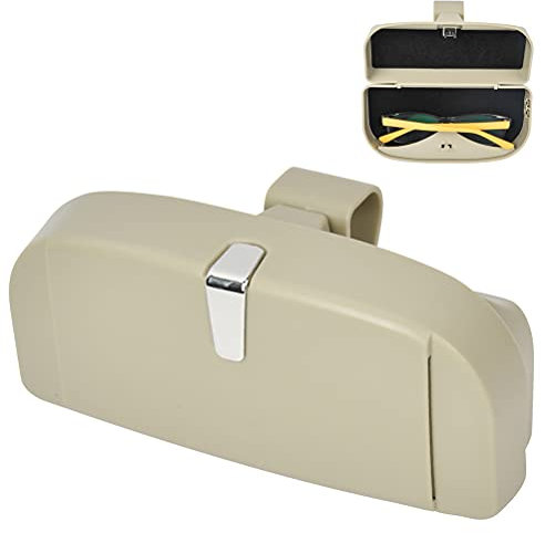 FOCCTS Custodia Universale per Occhiali da Auto, con Funzione Magnetica e Scomparto per Carte di Credito Porta Occhiali da Sole per Auto, Porta Occhiali da Sole, Organizer per Parasole (Beige)
