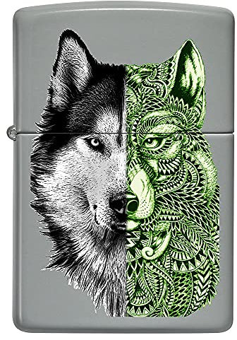 Zippo Accendino, Metallo, Grigio Piatto, Taglia Unica