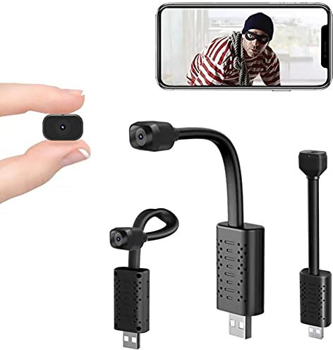 Mini Spy Camera Hidden Surveillance Camera,Usb Plug Wifi Security Camera 1080P Full HD Night Vision Nanny Cam,Portable Home Small Camera With Loop Recording Remote Viewing-Black 8 gb