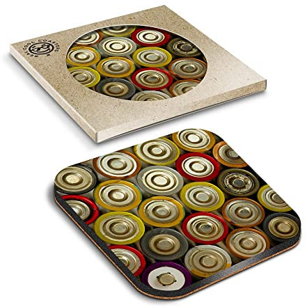 1 x Eco Boxed Cork Coasters - Retro Batteries Power Bank Drink Cup Mug Glass Table Mat #3084