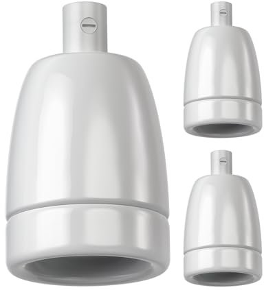 ledscom.de 3 Stück E27 Fassung, Porzellan, weiß, 230V AC, max. 300W