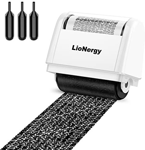 Identitätsschutz-Rollstempel LioNergy 1,5-Zoll-Roller Identitätsdiebstahl-Prävention Sicherheitsstempel mit 3 Nachfüllpackungen – Weiß