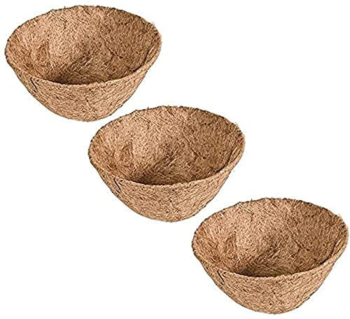 NTSS Kokoseinlage Runde Kokosfaser Liner Outdoor Pflanzen Liner Hängende Korb Liner Ersatz Einlage für Blumenampeln natürliche Kokosfaser kokoseinsatz für blumenampel 3 Stück (10zoll/25cm)