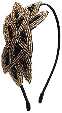 Serre-tête rétro fait à la main avec strass et feuilles Gatsby - Accessoire pour cheveux - Pour fête costumée