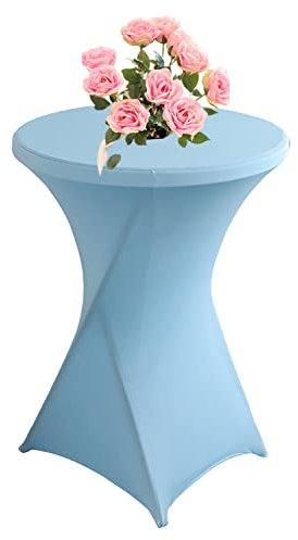KAYBTNT Stehtisch Hussen für Bistrotisch, Spandex Stretch Rund Stehtischhussen, Tischhussen für Stehtische Ø 60-80 cm, Elegante Tischdecke für Bankett Hochzeit Geburtstag Party,Blue d,80x110cm