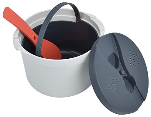 TOPINCN Juego de Olla Arrocera de 2L, Olla Arrocera para Microondas, Ollas Arroceras, Pequeños Electrodomésticos (Naranja)