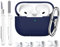 R-fun Compatibile con AirPods Pro 2a/1a generazione Custodia Cover con kit di pulizia, silicone protettivo completo per Apple AirPods Pro 2a/1a Custodia di ricarica[LED anteriore visibile],Blu notte