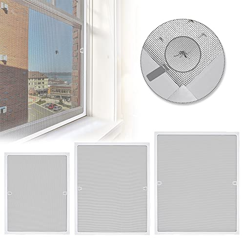 VA-Cerulean Fliegengitter Fenster, Insektenschutz Aluminium ohne Bohren, Moskitonetz Mückennetz zum Einhängen, auf Maß zugeschnitten oder komplett aufgebaut, 80 * 100 cm, Weiß