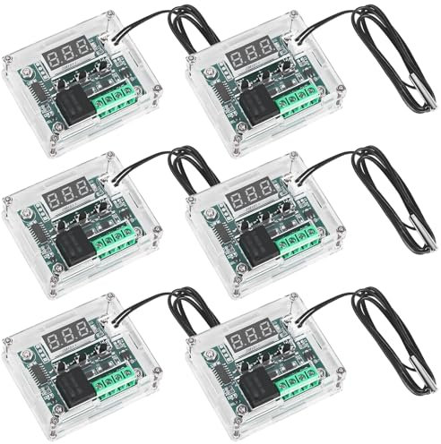 6 Stück LED Digital Thermostat: W1209 DC 12V Temperaturregler Temperature Controller, -50-110°C Temp Steuerschalter Modul Bord mit Wasserdichte Sensor Sonde, Heizen/Kühlen