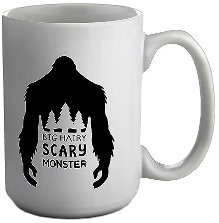 Shopagift Big Scary Monster Mug Yeti Big Foot Mountains White 15oz Large Gift Ceramic Cup