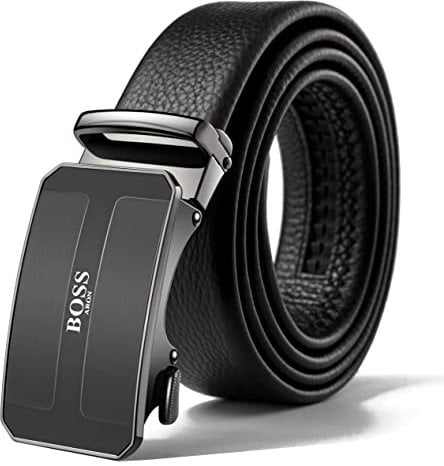 BOSSARON Leder Gürtel für Herren Business Anzug,Schwarz Breit 35mm,Größe Einstellbar Leder Gürtel für Herren Business Anzug,Schwarz Breit 35mm,Größe Einstellbar Gürtel