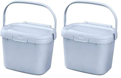 Addis 518384 Eco 100% Plastic Everyday Kitchen Food Waste Compost Caddy Bin, 4.5 Litre, Recycled Light Grey (Pack of 2)