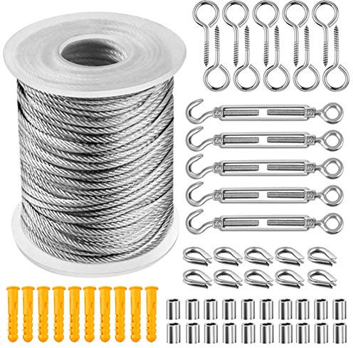 30M 2MM Edelstahl beschichtetes Drahtseil, Stahlseil, Drahtseil Geländer Set mit Zubehör