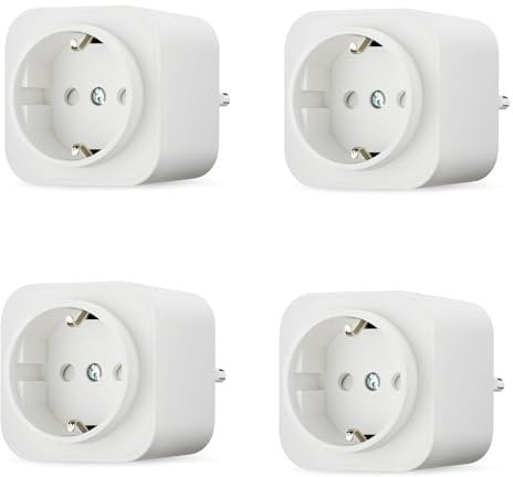 Amazon Basics Enchufe inteligente de una toma para interiores, solo para uso con Alexa, paquete de 4, color blanco, UE